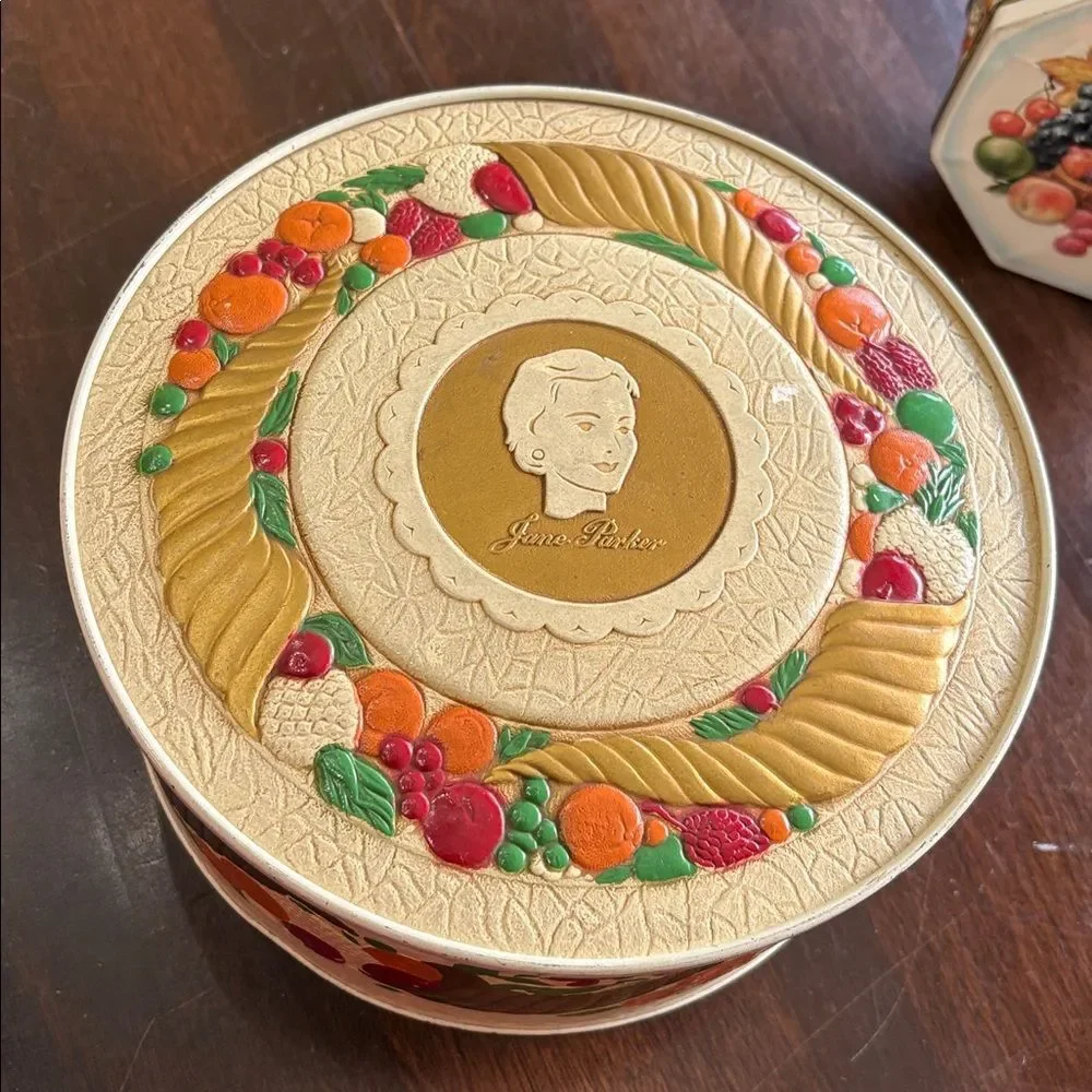 Set of 2 Vintage fruit tins